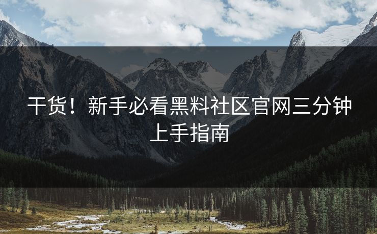 干货！新手必看黑料社区官网三分钟上手指南