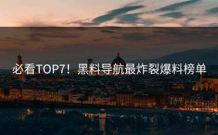 必看TOP7！黑料导航最炸裂爆料榜单