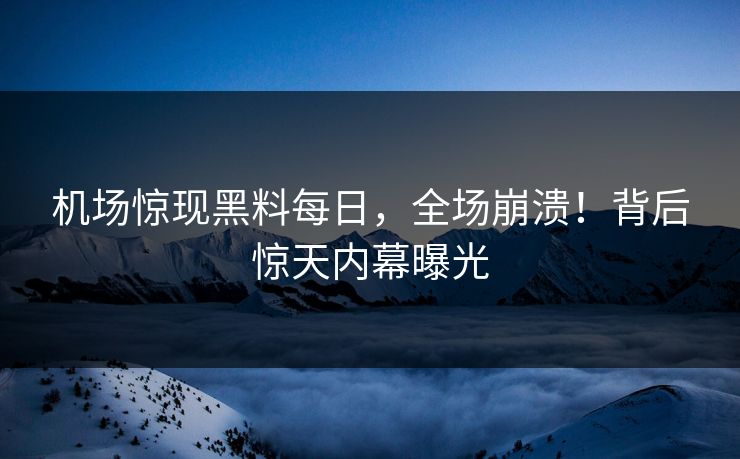 机场惊现黑料每日，全场崩溃！背后惊天内幕曝光