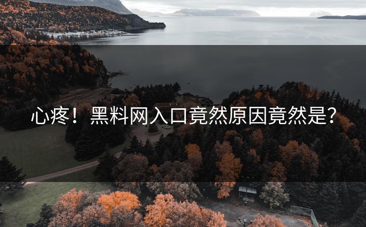 心疼!黑料网入口竟然原因竟然是?
