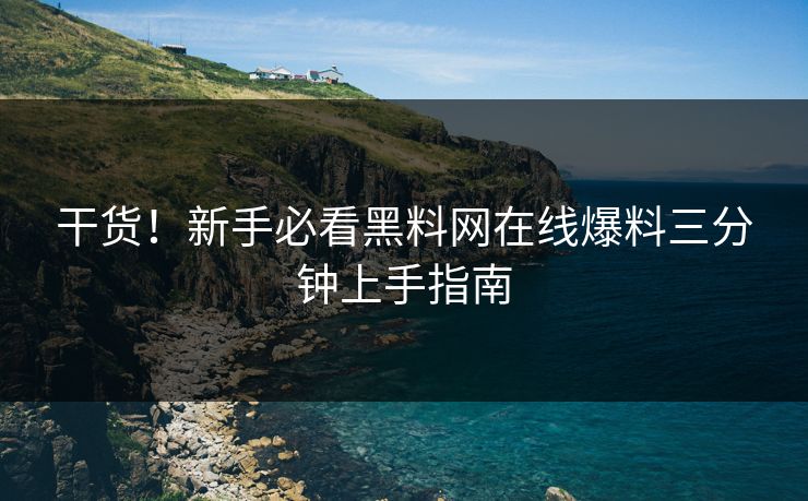 干货!新手必看黑料网在线爆料三分钟上手指南