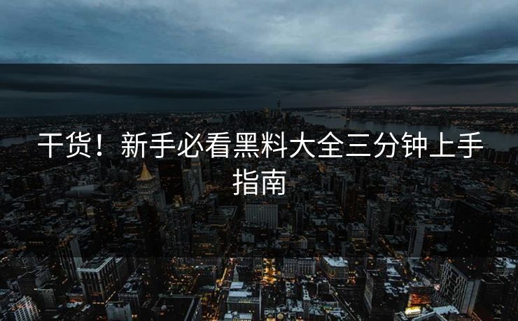 干货!新手必看黑料大全三分钟上手指南