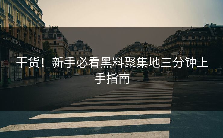 干货！新手必看黑料聚集地三分钟上手指南