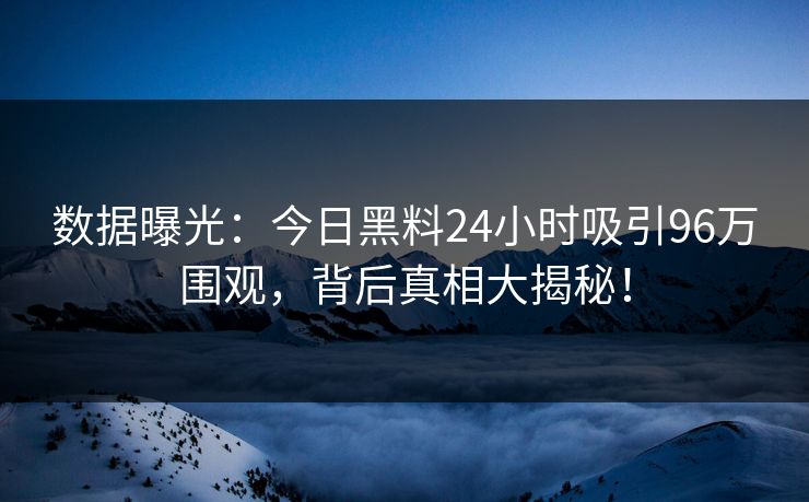 数据曝光：今日黑料24小时吸引96万围观，背后真相大揭秘！