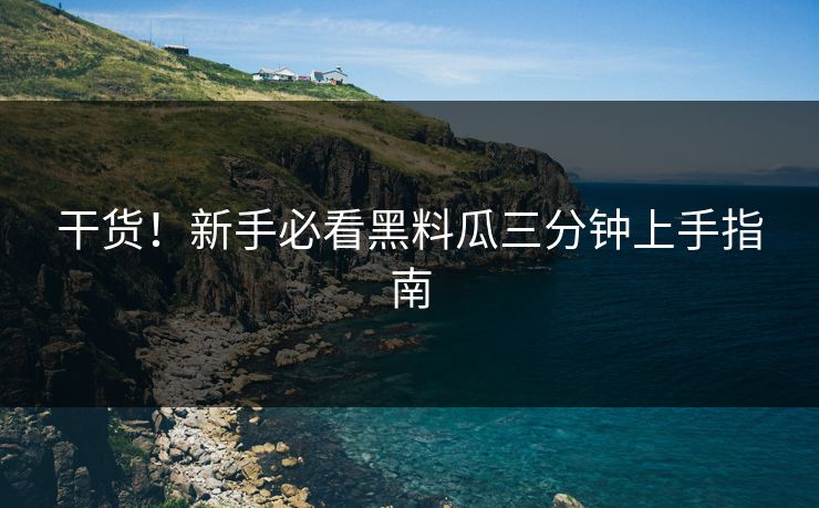 干货！新手必看黑料瓜三分钟上手指南