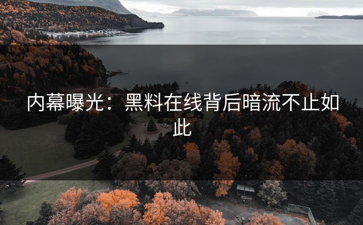 内幕曝光：黑料在线背后暗流不止如此