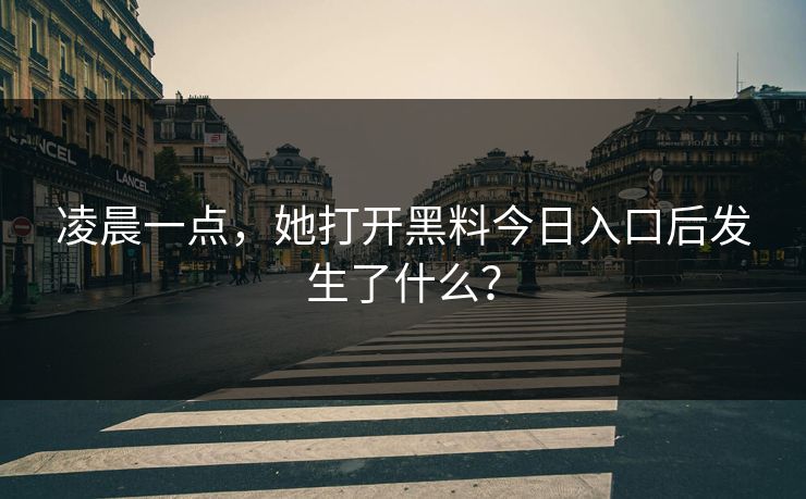 凌晨一点，她打开黑料今日入口后发生了什么？