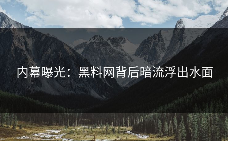 内幕曝光：黑料网背后暗流浮出水面