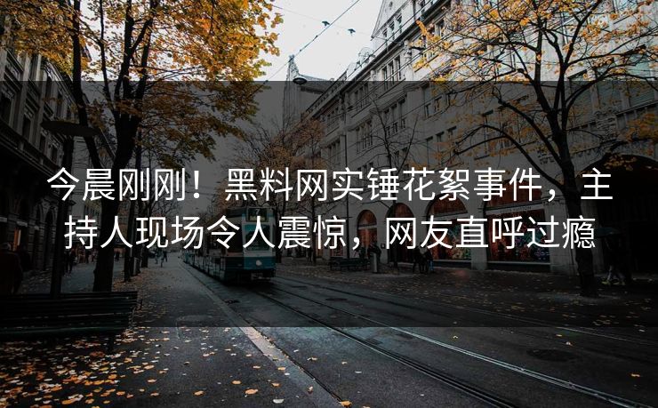 今晨刚刚！黑料网实锤花絮事件，主持人现场令人震惊，网友直呼过瘾