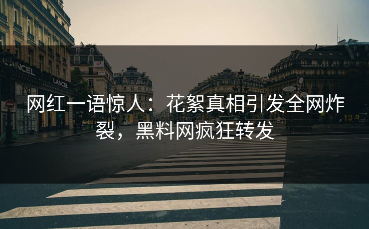 网红一语惊人：花絮真相引发全网炸裂，黑料网疯狂转发