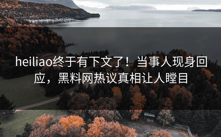 heiliao终于有下文了！当事人现身回应，黑料网热议真相让人瞠目