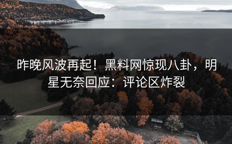 昨晚风波再起！黑料网惊现八卦，明星无奈回应：评论区炸裂
