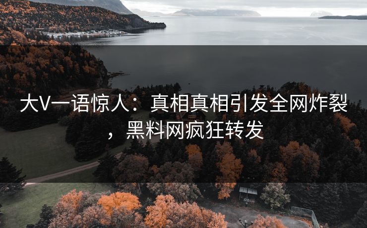 大V一语惊人：真相真相引发全网炸裂，黑料网疯狂转发