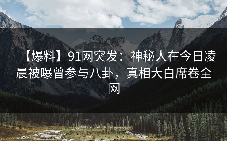 【爆料】91网突发：神秘人在今日凌晨被曝曾参与八卦，真相大白席卷全网
