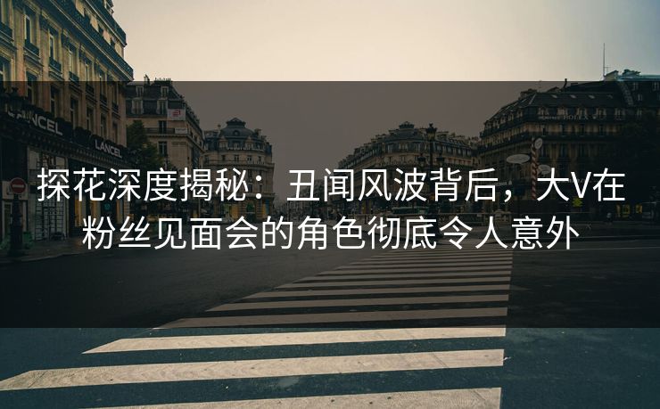 探花深度揭秘：丑闻风波背后，大V在粉丝见面会的角色彻底令人意外