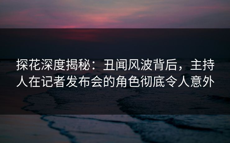 探花深度揭秘：丑闻风波背后，主持人在记者发布会的角色彻底令人意外