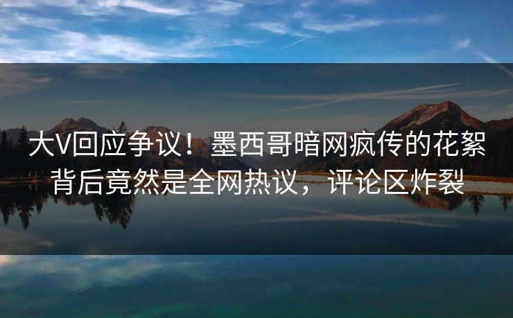 大V回应争议！墨西哥暗网疯传的花絮背后竟然是全网热议，评论区炸裂