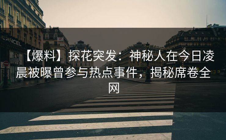 【爆料】探花突发：神秘人在今日凌晨被曝曾参与热点事件，揭秘席卷全网