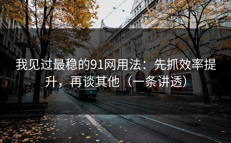我见过最稳的91网用法：先抓效率提升，再谈其他（一条讲透）
